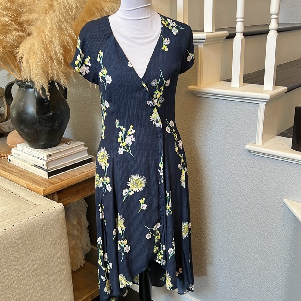 Free People Blue Floral Lost In You Midi Dress Size XS - Picture 3 of 9